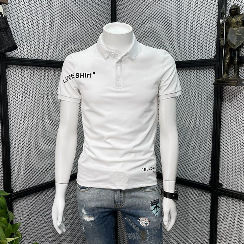 With Collar Tee Shirt for Men  - Embroidery Alphabet Designs 리뷰 및 가격