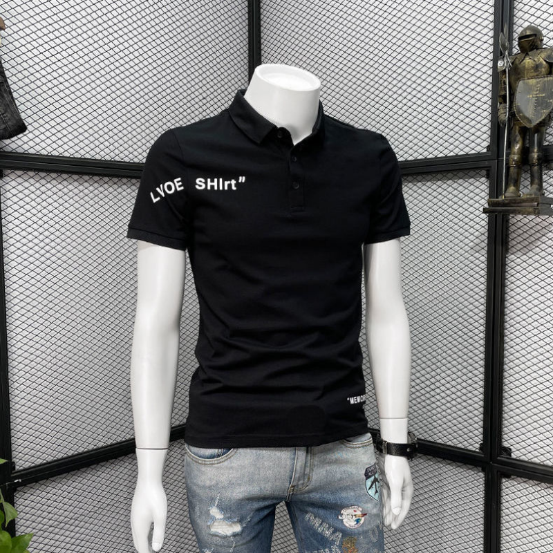 With Collar Tee Shirt for Men  - Embroidery Alphabet Designs 리뷰 및 가격