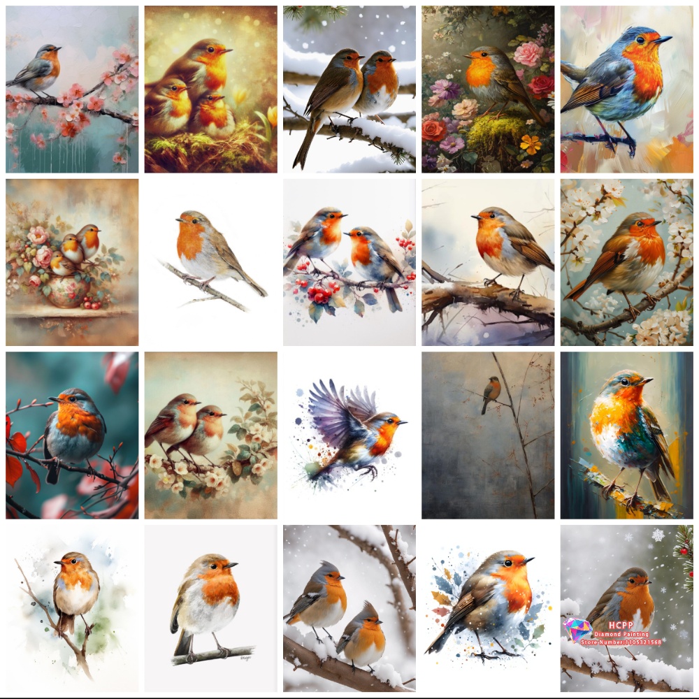 unframe Robin Bird Cute Robin  - Embroidery Handicraft 리뷰 및 가격