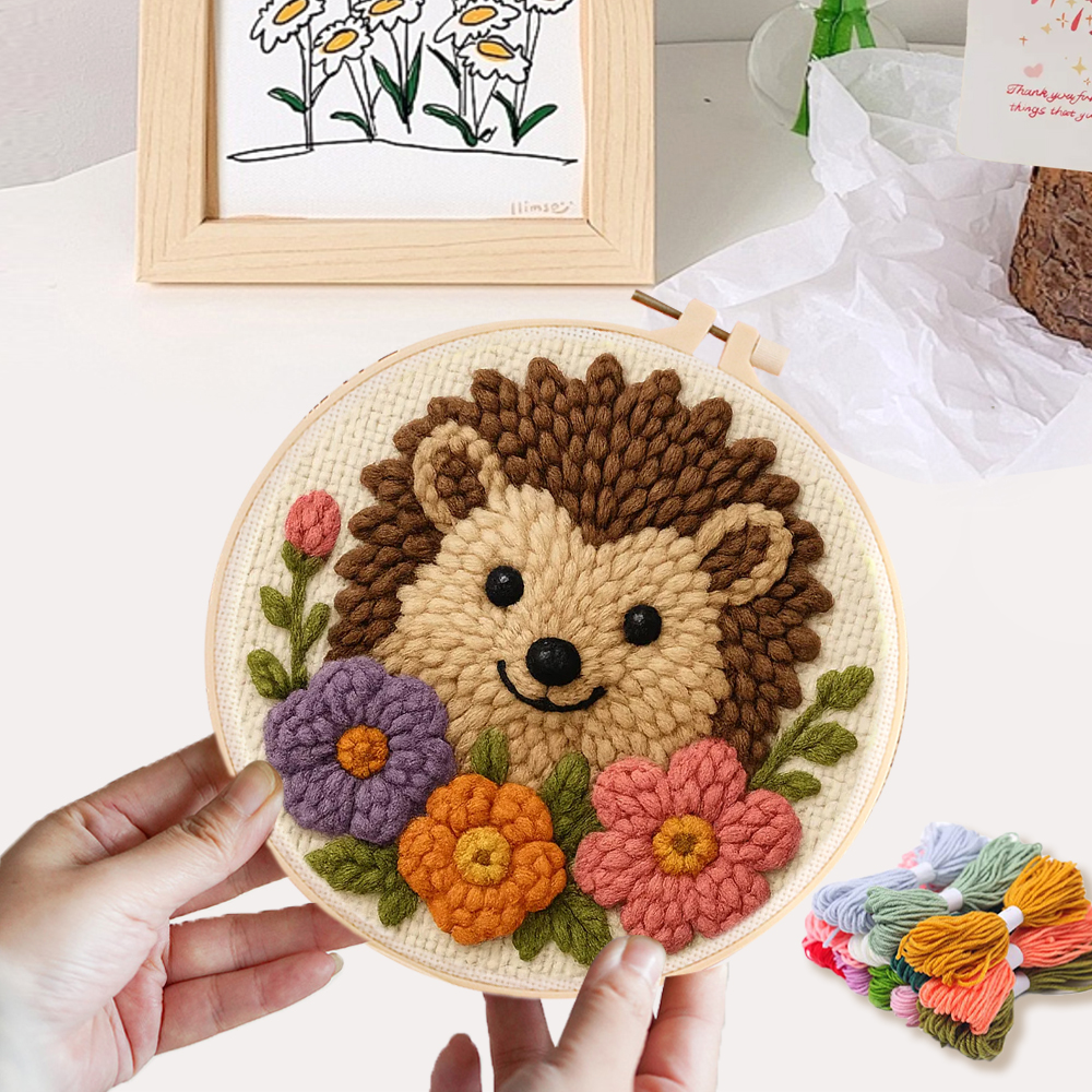Hedgehog pattern Punch Needle  - Embroidery Ideas For Bags 리뷰 및 가격