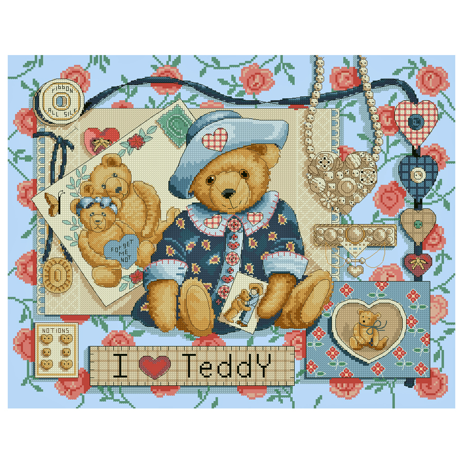 Amishop I Love Teddy Counted C - Embroidery Design Love 리뷰 및 가격