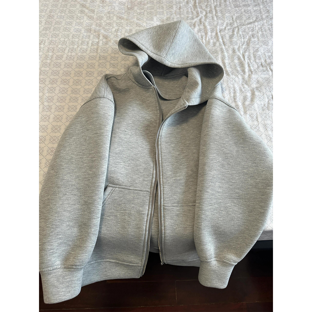 Women's Grey Hooded Coat Solid - Embroidery Zip Up Hoodie 리뷰 및 가격