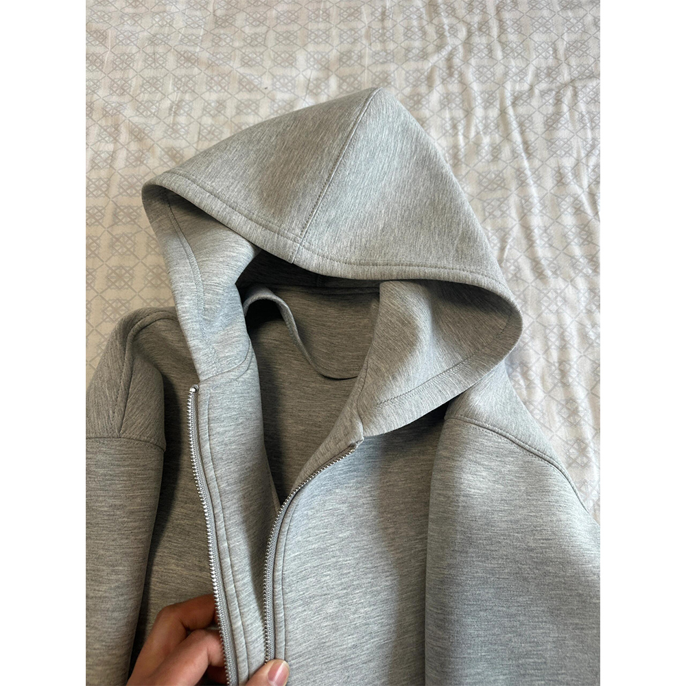 Women's Grey Hooded Coat Solid - Embroidery Zip Up Hoodie 리뷰 및 가격