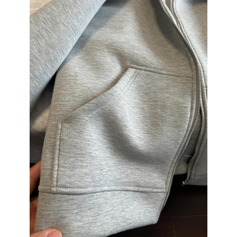 Women's Grey Hooded Coat Solid - Embroidery Zip Up Hoodie 리뷰 및 가격