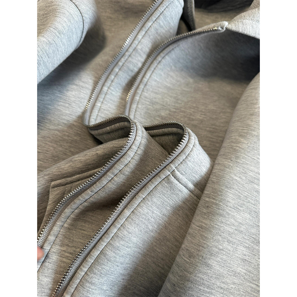 Women's Grey Hooded Coat Solid - Embroidery Zip Up Hoodie 리뷰 및 가격