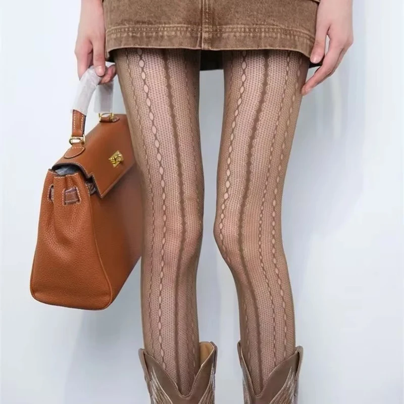 Retro Brown Lace Hollow Mesh F - Embroidery On Socks 리뷰 및 가격