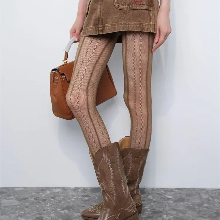 Retro Brown Lace Hollow Mesh F - Embroidery On Socks 리뷰 및 가격