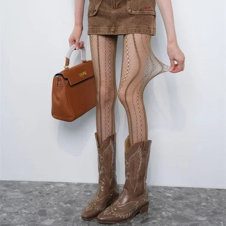 Retro Brown Lace Hollow Mesh F - Embroidery On Socks 리뷰 및 가격