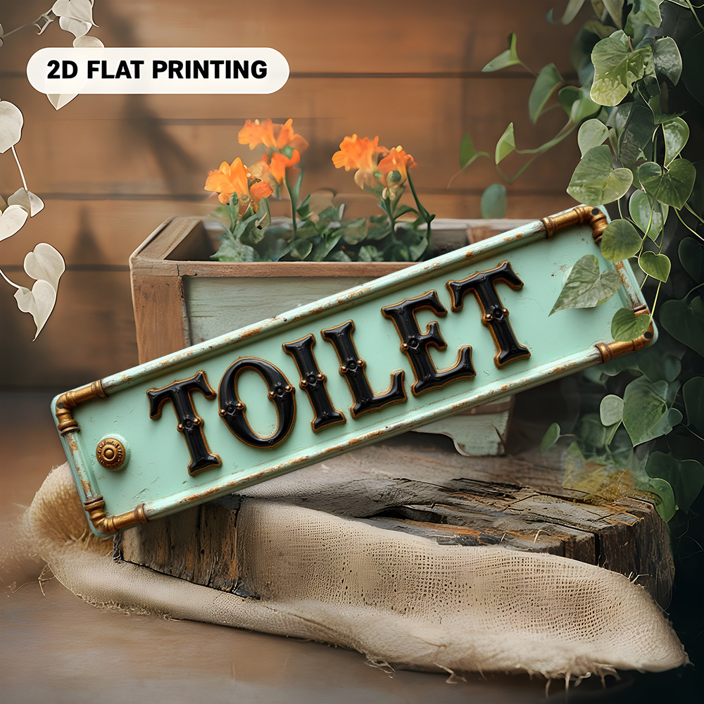 2D Flat, Vintage Toilet Sign - - Embroidery Wall Art 리뷰 및 가격