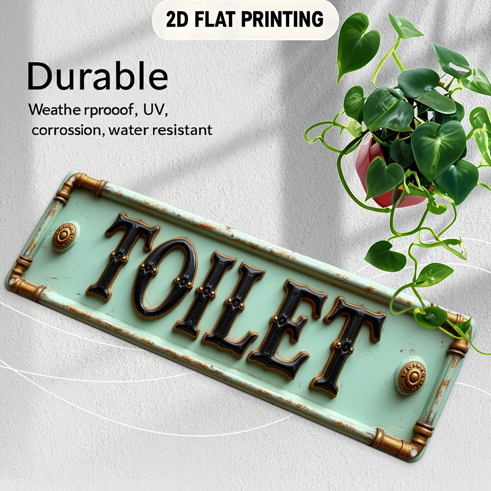 2D Flat, Vintage Toilet Sign - - Embroidery Wall Art 리뷰 및 가격