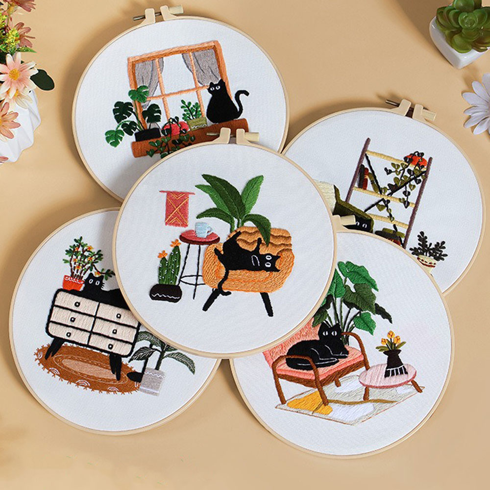 Embroidery Kit with Black Cat  - Embroidery Ideas For Bags 리뷰 및 가격