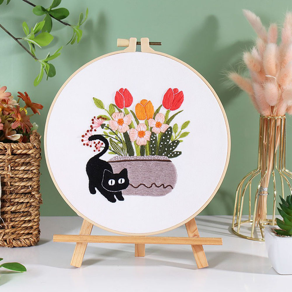 Embroidery Kit with Black Cat  - Embroidery Ideas For Bags 리뷰 및 가격