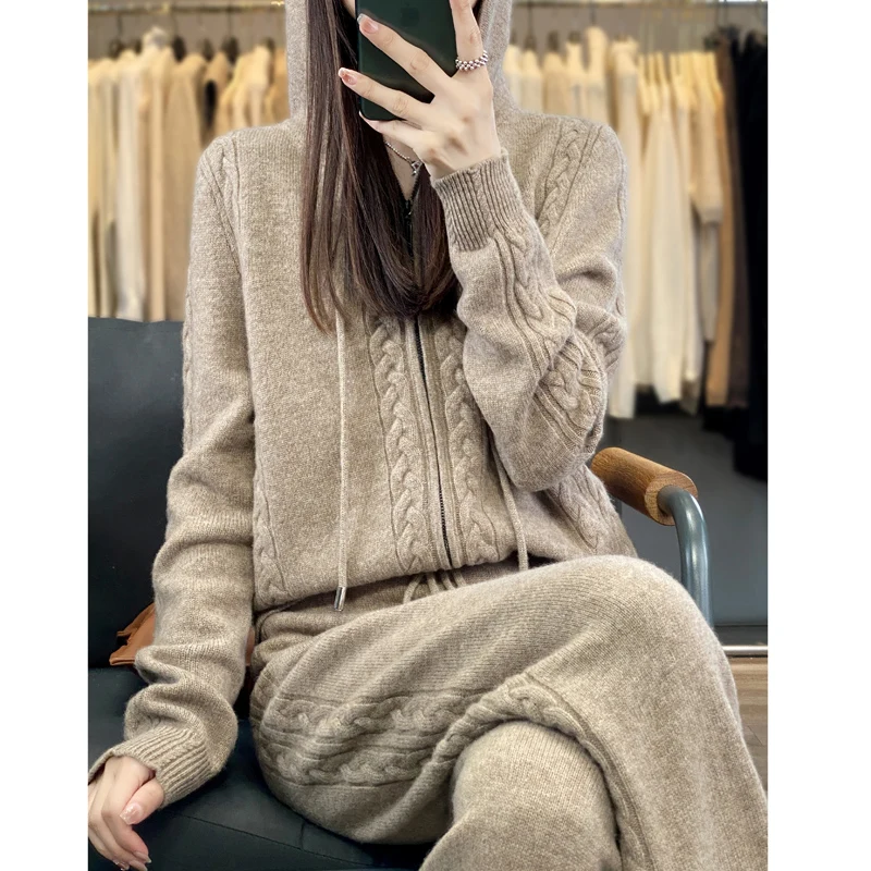 Women's Pure Cashmere Hooded C - Embroidery Zip Up Hoodie 리뷰 및 가격