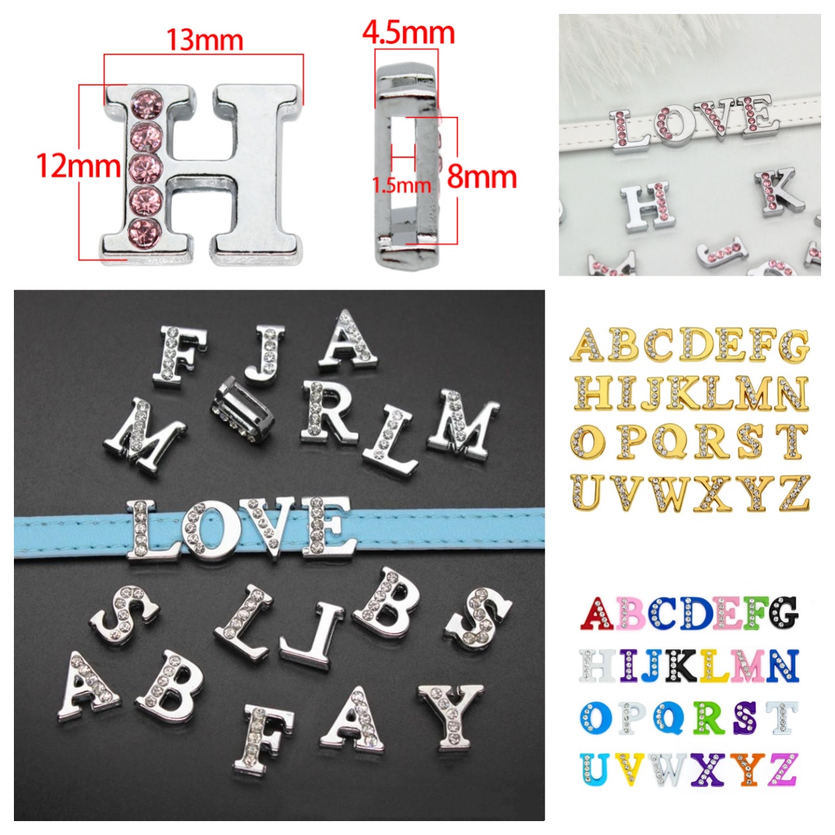 50PC/lot Hole 8MM Slide Letter - Embroidery Charm 리뷰 및 가격