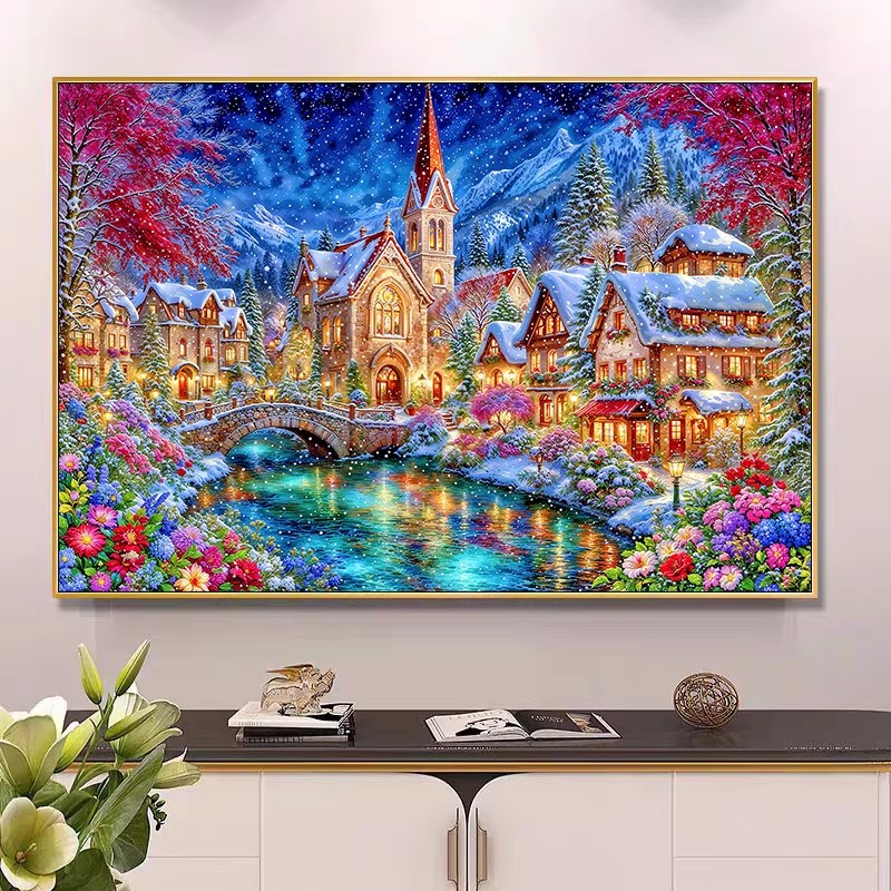 9ct 100x75cm Winter Church Emb - Embroidery Tas 리뷰 및 가격