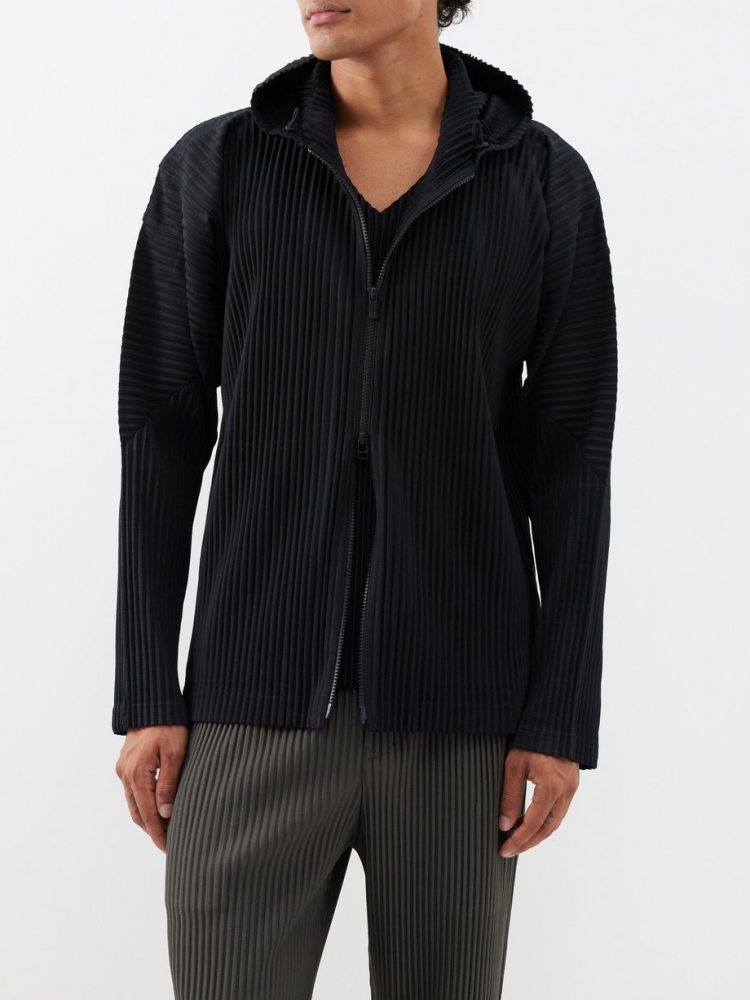 Miyake Pleated Men Zip-up Plis - Embroidery Zip Up Hoodie 리뷰 및 가격