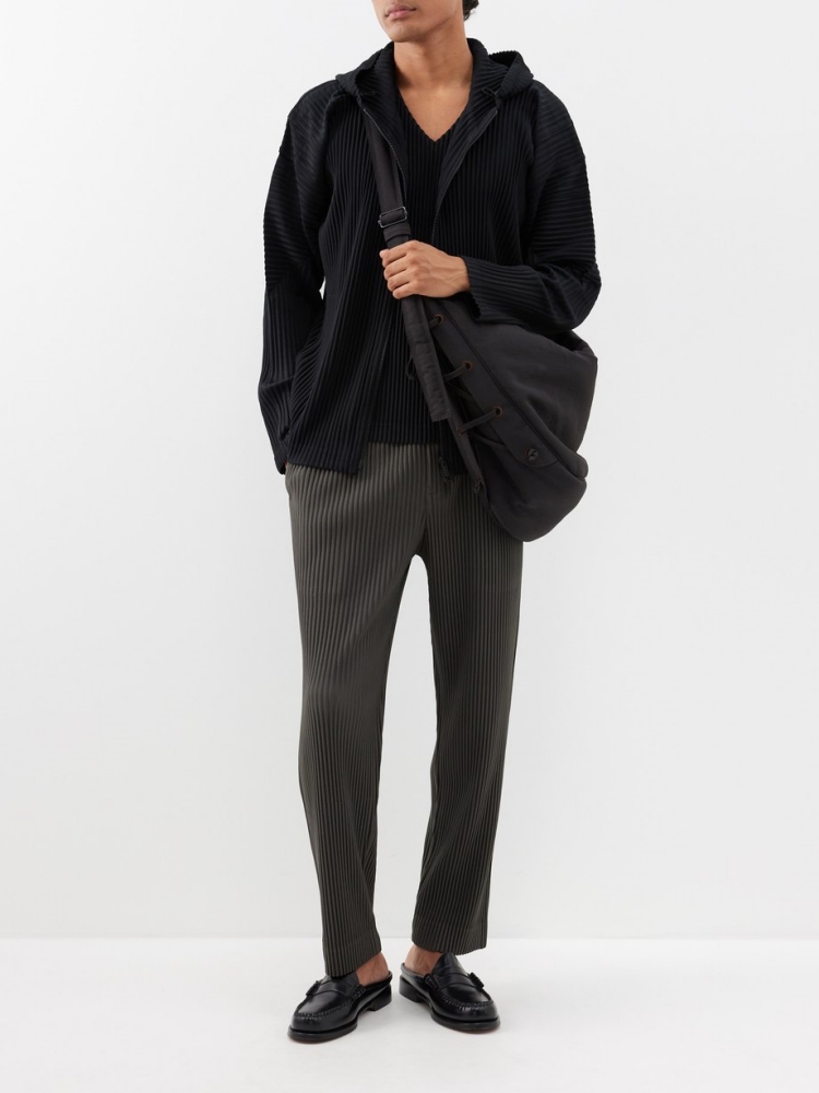 Miyake Pleated Men Zip-up Plis - Embroidery Zip Up Hoodie 리뷰 및 가격